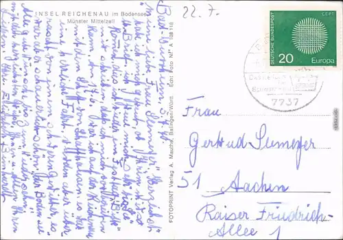 Insel Reichenau Münster Mittelzell Foto Ansichtkarte 1972