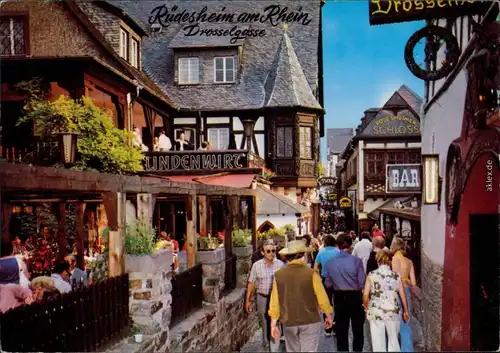 Ansichtskarte Rüdesheim (Rhein) Drosselgasse - belebt 1992