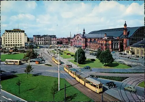 Ansichtskarte Bremen Hauptbahnhof, Straßenbahn 1964