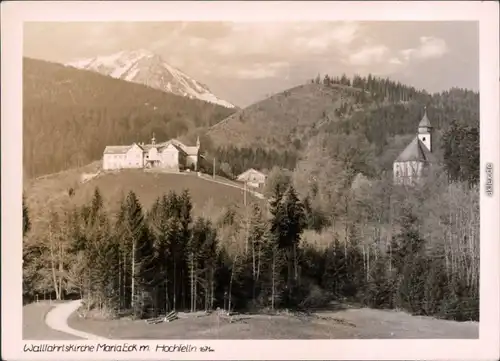 Hochfelln Blick auf die Wallfahrtskirche Maria Eck Gasthof  - Bergpanorama 1972