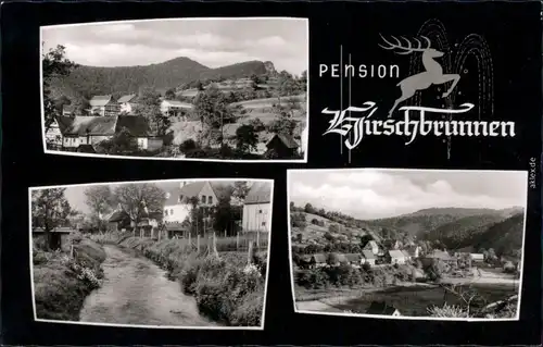 Hirschthal (Pfalz) Blick auf die Stadt und das Umland sowie Bachlauf 1962
