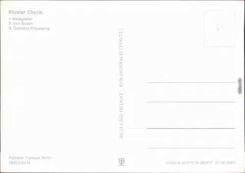 Chorin 1. Westgiebel, 2. Von Süden, 3. Östlicher Kreuzgang 1979