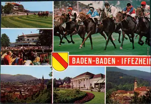 Ansichtskarte Iffezheim Pferderennbahn (Iffezheim) und Panorama-Ansichten 1977
