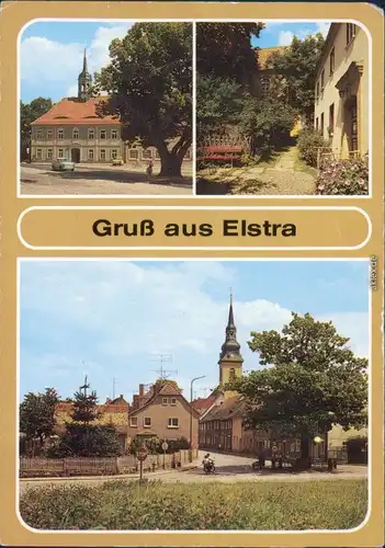 Ansichtskarte Elstra Halštrow Rathaus, Aufgang zur Kirche, Teilansicht 1988