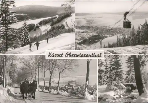 Oberwiesenthal Ski-Fahrren, Seilbahn, Kutsche, Bach im Wald - Winter 1977