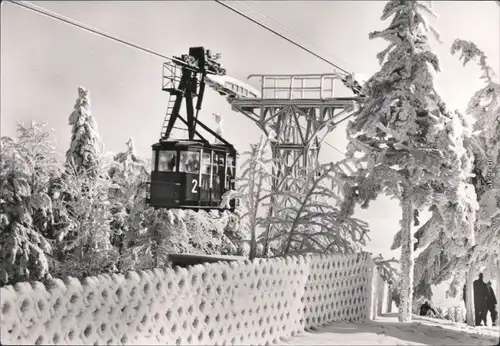 Oberwiesenthal Blick auf die Seilbahn - winterliche Szene 1977