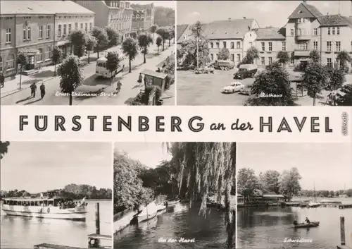 Fürstenberg Havel E-Thälman-Straße,Rathaus,Fähre Möwe,ad Havel,Schwedtsee 1974