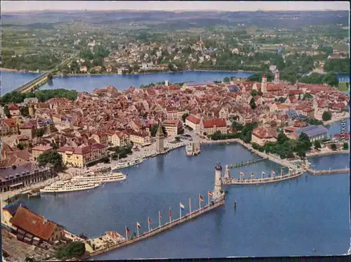 Lindau (Bodensee) Hafen (Luftbild) 1974