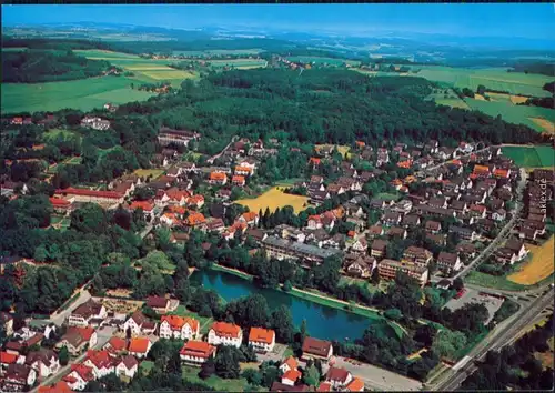Horn Bad Meinberg Blick von Oben auf die Stadt mit Teichanlage   1980