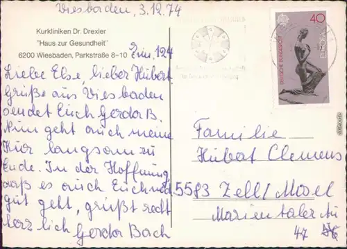 Wiesbaden Kurkliniken Dr. Drexler   Gästebereich,  Gästezimmer 1974