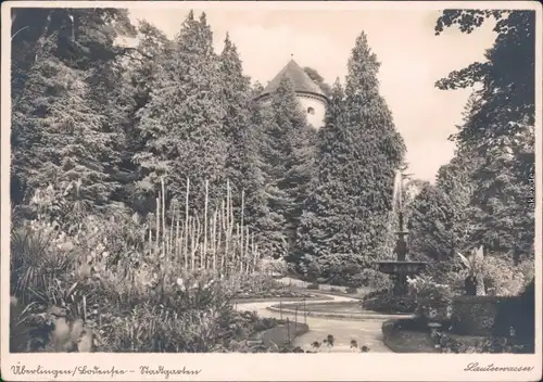 Überlingen Gallerturm mit Gartenanlage und Springbrunnen 1930