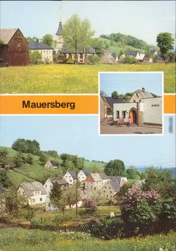 Großrückerswalde Übersicht mit Kirche, Museum, Teilansicht 1988