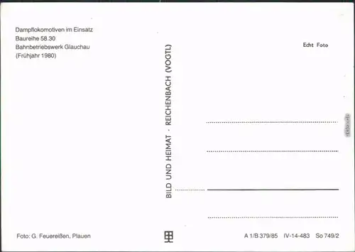 Glauchau Dampflokomotiven im  58.30 auf dem Drehkranz 1980