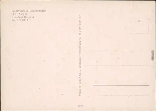 Groß Thondorf Gaststätte und Lebensmittel: H.H. Meyer 1974