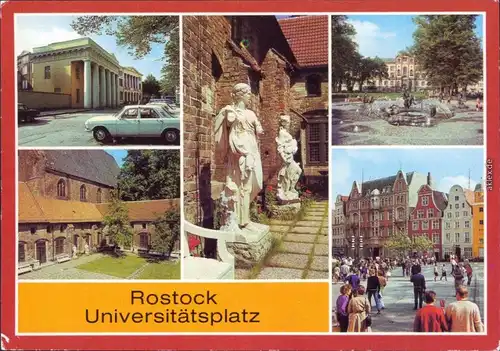 Rostock Universitätsplatz Ansichtskarte Mehrbild 1984