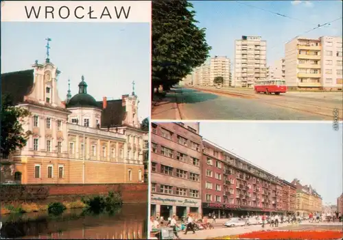 Breslau Wrocław Stadtteilansichten Straße und Neubaugebiet
1969