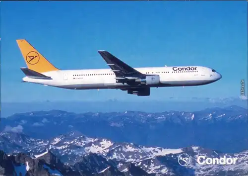 Ansichtskarte  Condor - Boeing 767 - Überflug über Berge 1995