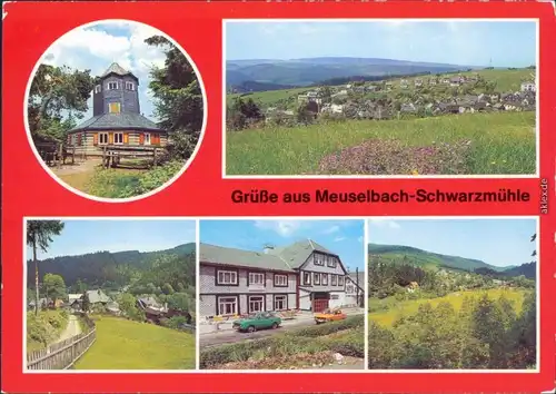 Meuselbach Schwarzmühle Aussichtsturm und Gaststätte Kuppe,  "Hirsch" 1989