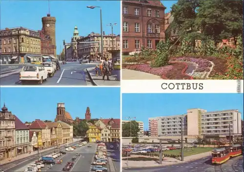 Cottbus Ernst-Thälmann-Platz, Blumenuhr, Altmarkt, Hotel "Lausitz" 1980