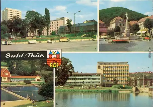 Suhl 1. Hochhaus  Hotel "Thüringer Tourist", 2. Der Waffenschmied, Freibad 1968