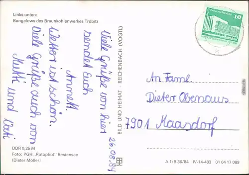 Neuhof Zossen Bootsanlegestelle und Bungalows des Braunkohlewerkes Tröbitz 1984