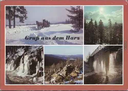 Rübeland Ansichten aus dem Harz    zugefrorener Bach und Brücke 1987