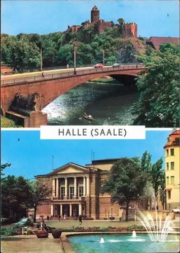 Giebichenstein Halle (Saale) Burg Giebichenstein und Theater des Friedens 1973