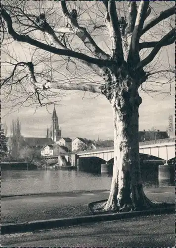 Konstanz Blick aufs Münster, Rheinbrücke im Vordergrund 1964