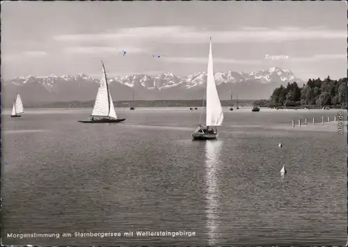 Starnberg Morgenstimmung  Starnberger See  Wettersteingebirge  Segelbooten 1964