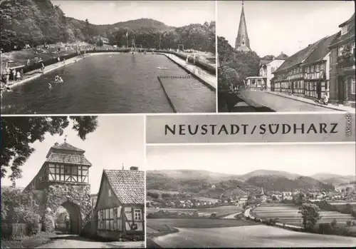 Neustadt  (Sachsen) Waldbad, Blick zum Ratskelle - Altes Tor, Panorama 1972