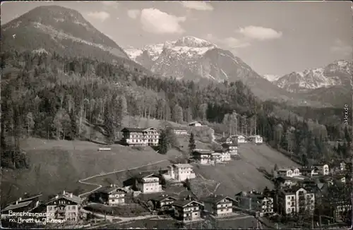 Berchtesgaden Blick über bebauten Hang zum  Bergmassiv 1959