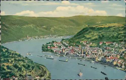 Boppard Panorama-Ansichten von der Stadt am Rhein (Aquarell) 1953 