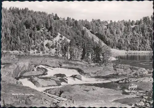 Näsåker Blick auf einen Teil von Angermanälven (Fluss) und Felsen 1961