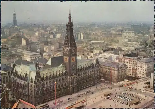 Luftbild Altstadt Hamburg Rathausmarkt von Oben Foto Ansichtskarte  1958