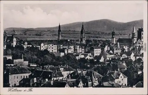 Foto Ansichtskarte  Zittau Panoram 1951