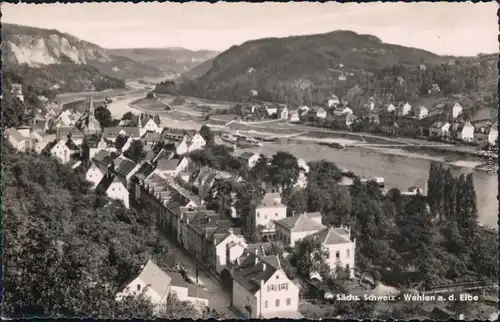 Foto Ansichtskarte  Wehlen Panorama-Ansicht 1962
