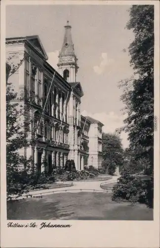 Zittau Johanneum Ansichtskarte Straßenpartie 1951