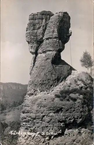 Rathen Türkenkopf mit Bergsteigern Foto Ansichtskarte  b Bad Schandau  1959