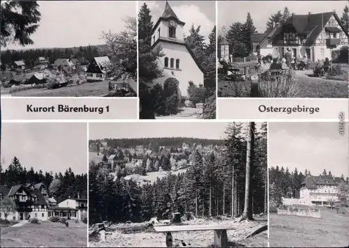 Oberbärenburg Altenberg (Erzgebirge) Blick auf die Stadt Kirche, Gasthaus  1978