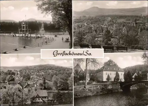 Großschönau (Sachsen) Waldstrandbad - Schwimmer mit Sprungturm, Hutberg,  1969