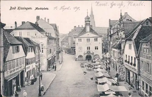 Bad Kissingen Marktplatz, Markttreiben - Geschäfte Apotheke 1919 