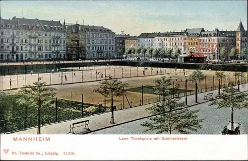 Mannheim Lawn Tennisplatz mit Goethestrasse Ansichtskarte 1914