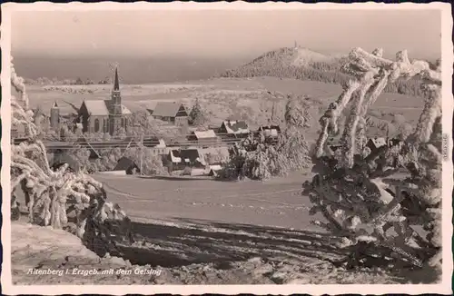 Altenberg (Erzgebirge) Winterpanorama mit Geising 	Foto Ansichtskarte 1937