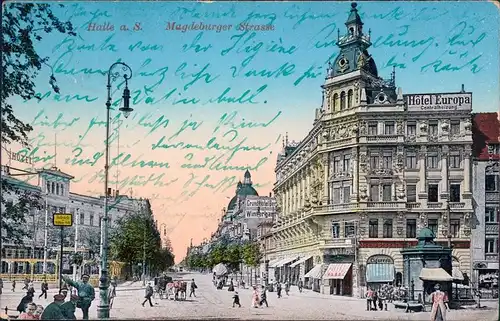 Ansichtskarte Halle (Saale) Partie in der Magdeburger Straße 1911