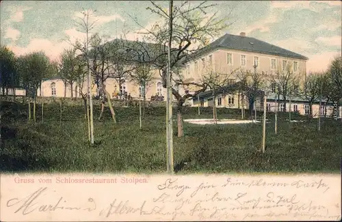 Stolpen Schlossrestaurant Ansichtskarte coloriert 
1905