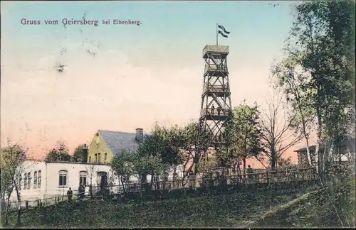 Eibenberg (Erzgebirge)-Burkhardtsdorf  Geiersberg - Turm  Restauration 1900