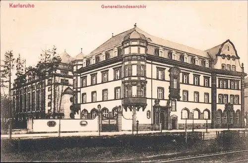 Karlsruhe Partie am Generallandesarchiv Ansichtskarte  1908