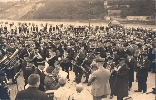 Leitmeritz Litoměřice Konzert der Bläser an der Elbe Ansichtskarte 1930
