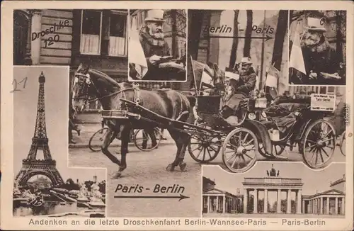 Paris Andenken an die letzte Droschkenfahrt Berlin-Wannsee Paris  1928