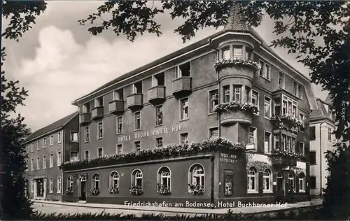 Foto Ansichtskarte  Friedrichshafen Partie am Hotel Buchhorner Hof 1930